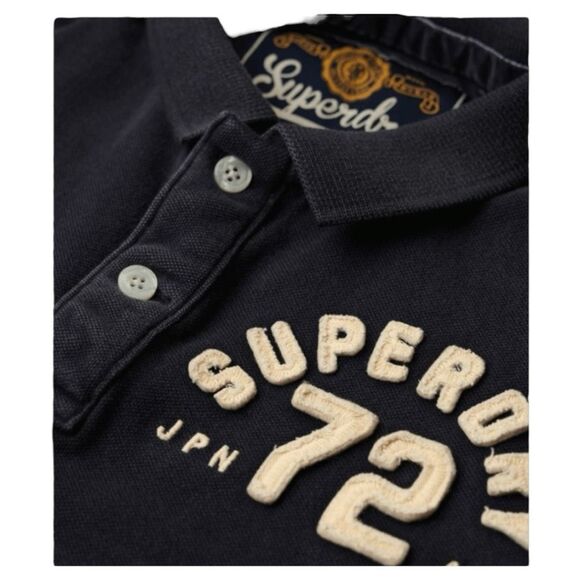 Superdry Vintage Athletic Polo Shirt Eclipse Navy Blue XL - Picture 6 of 14